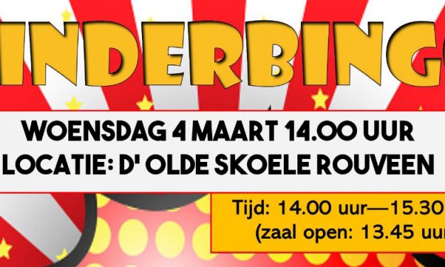 4 maart Kinderbingo in d’ Olde Skoele