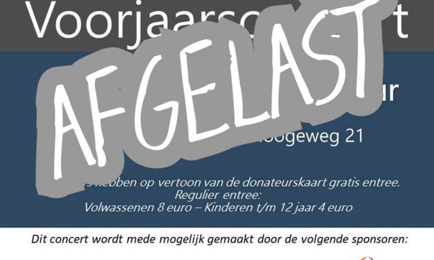 Voorjaarsconcert CMV Prinses Margriet afgelast ivm coronavirus