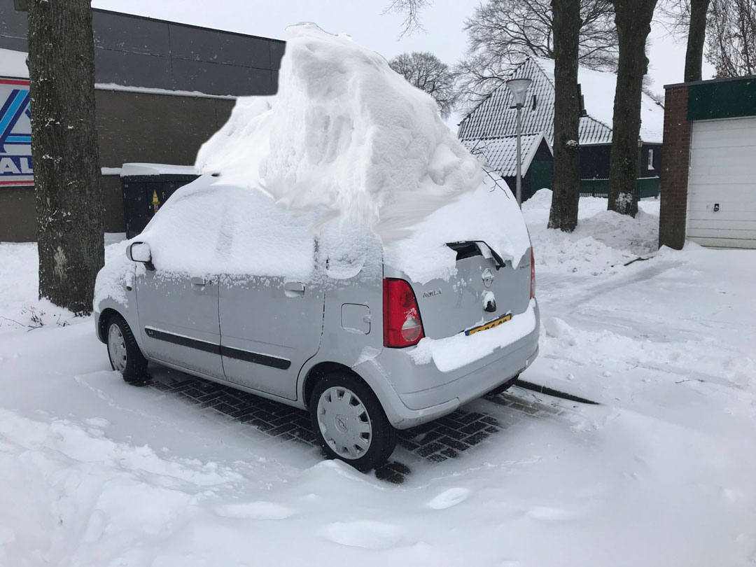 Sneeuw op 31 maart 2021 in Staphorst