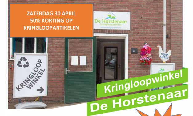 Zaterdag 50% Korting bij Kringloopwinkel De Horstenaar