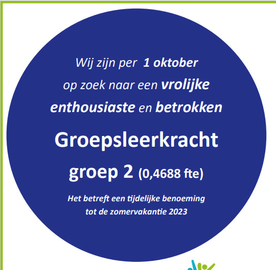 Vacature – Groepsleerkracht groep 2 – De Triangel Rouveen