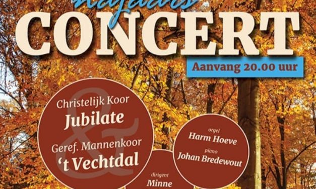 Najaarsconcert Christelijk koor “Jubilate” en  Gereformeerd mannenkoor “ ‘t Vechtdal” beide koren o.l.v. dirigent Minne Veldman