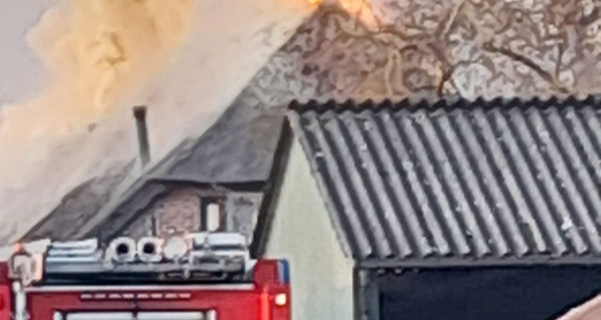 Rietgedekte woning in brand aan Oude Rijksweg