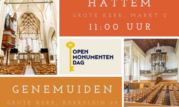 Kerkmuziek centraal in Grote Kerk Genemuiden op Monumentendag 9 september