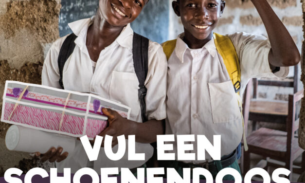 Vul een schoenendoos, geef een schat, inleverpunt bij Rianne en Gerwin in Rouveen