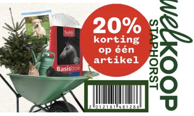 Deze week bij Welkoop 20% korting op 1 artikel naar keuze!