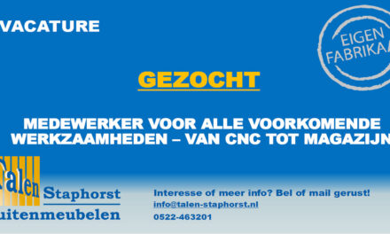 Vacature Talen Buitenmeubelen Staphorst: Medewerker gezocht