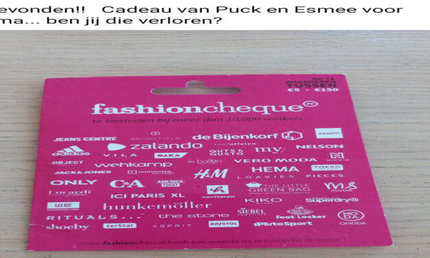 Fashioncheque gevonden