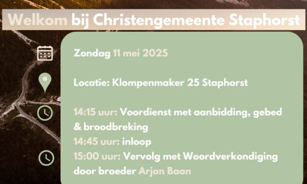 ‘Van vermoeid naar vruchtbaar’ bij Christengemeente Staphorst
