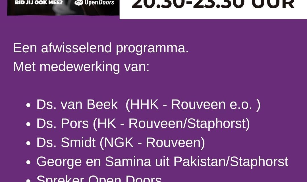 Nacht van Gebed – vrijdag 20 juni – Bid jij mee?