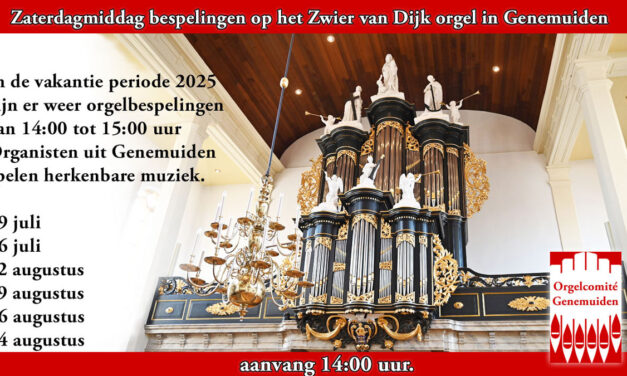 Zaterdagmiddag orgelbespelingen in Genemuiden (vanmiddag de eerste)