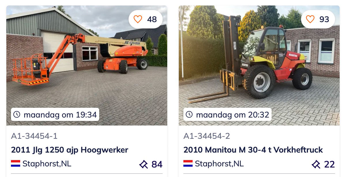 Bekijk deze geweldige veiling: Heftrucks, hoogwerkers, grondverzet machines, uitrustingsstukken en onderdelen