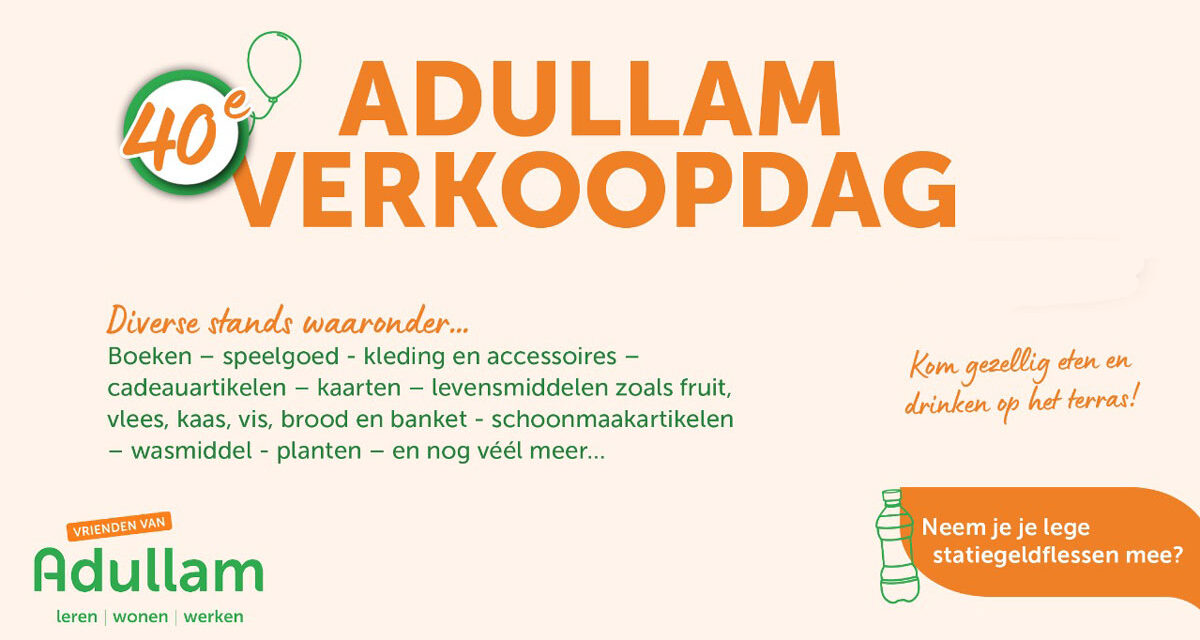 Zaterdag 20 september Verkoopdag Adullam