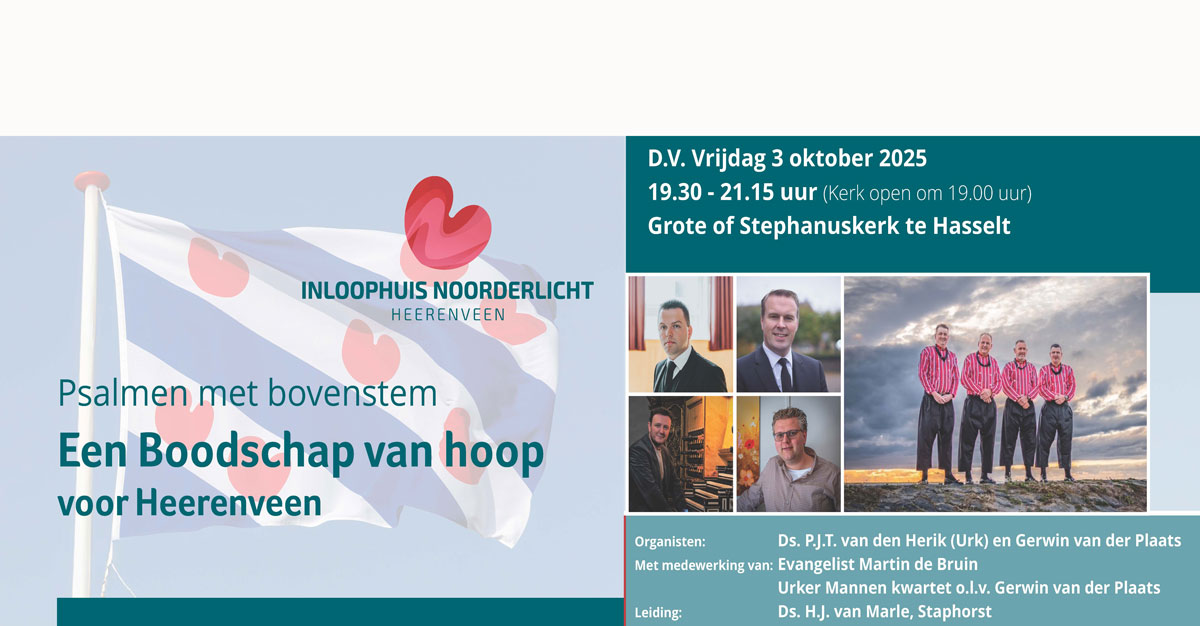 (Psalm)zangavond (met bovenstem) op 3 oktober a.s.