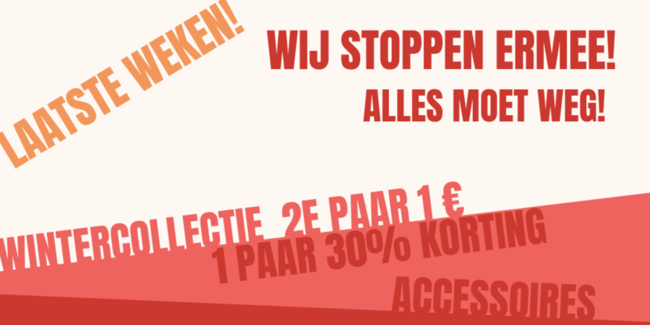 Wij stoppen ermee alles moet weg! – Bootiesz Kinderschoenen