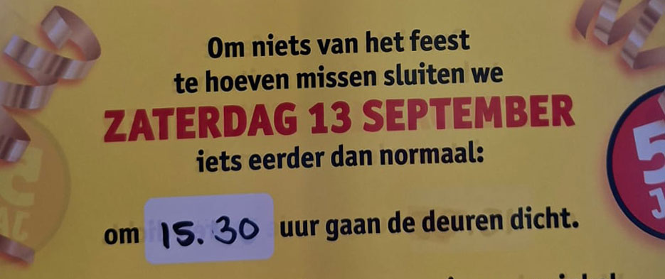 Kruidvat sluitingstijd zaterdag 13 september