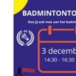 Badmintontoernooi op 3 december!