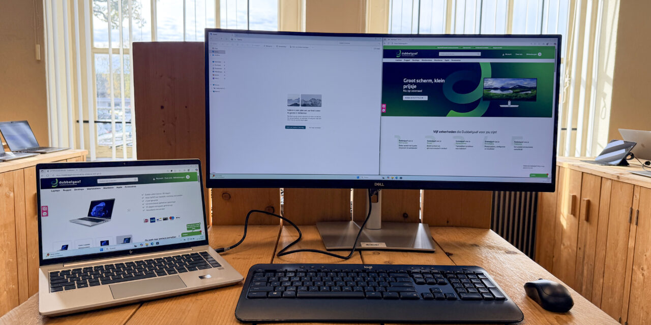 Geniet van dubbel zoveel werkruimte op een extra breed gebogen scherm!