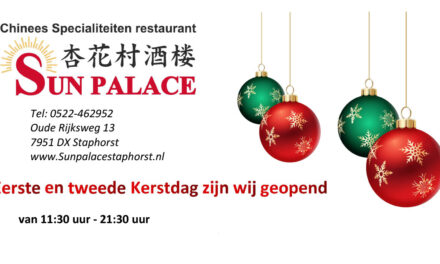 Kerstmenu 2025 Chinees Specialiteiten restaurant Sun Palace
