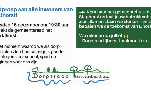Oproep aan alle inwoners van IJhorst!