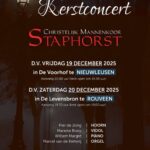 Kerstconcerten Christelijk Mannenkoor Staphorst in Nieuwleusen (19 dec) en Rouveen (20 dec)