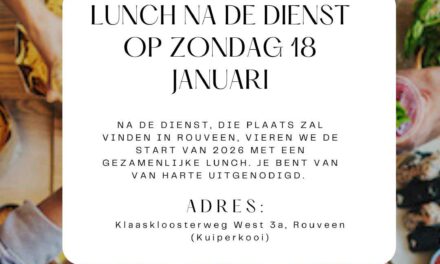 Lunch na de dienst zondag 18 januari 