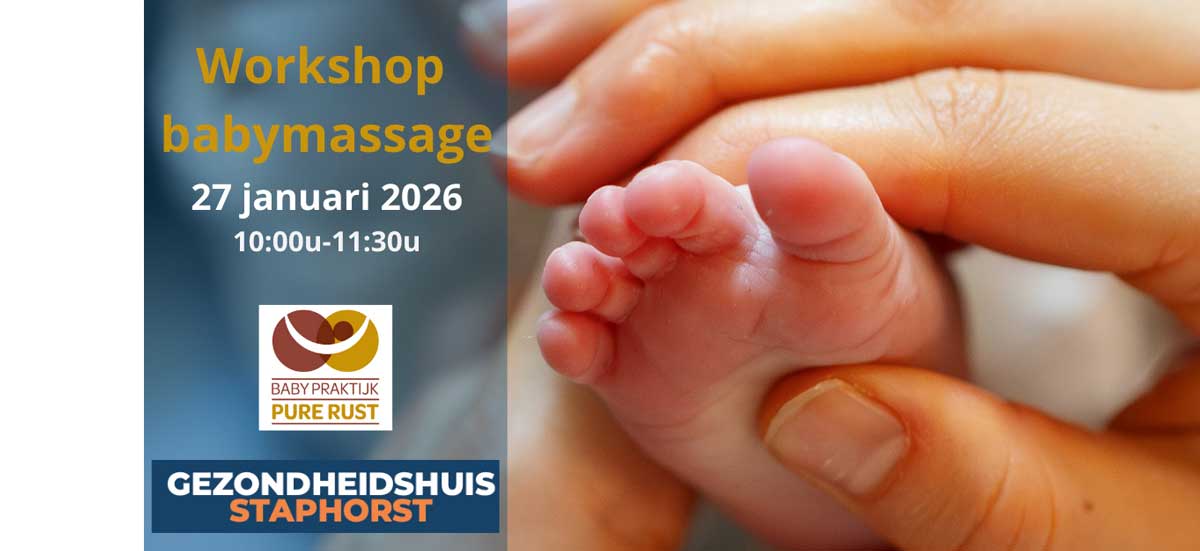 Workshop babymassage van Babypraktijk Pure Rust in Gezondheidshuis Staphorst