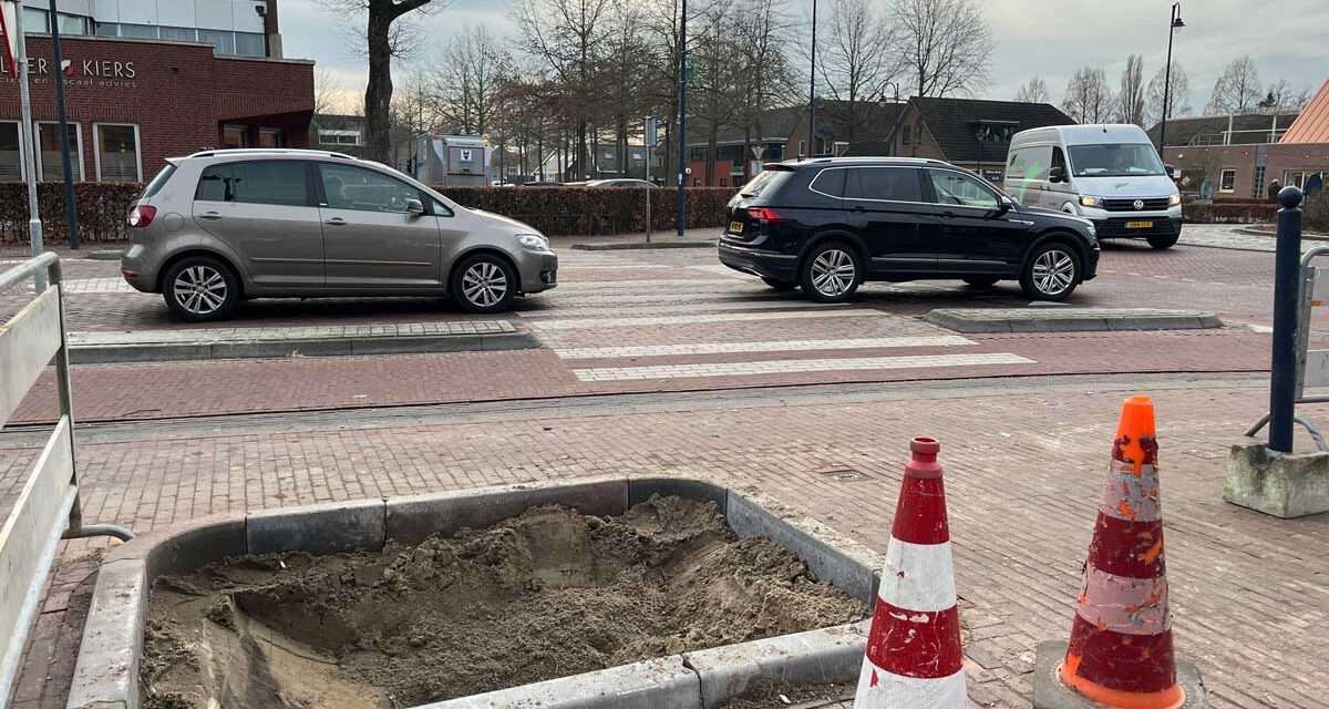 Bomen rondom rotonde leggen loodje