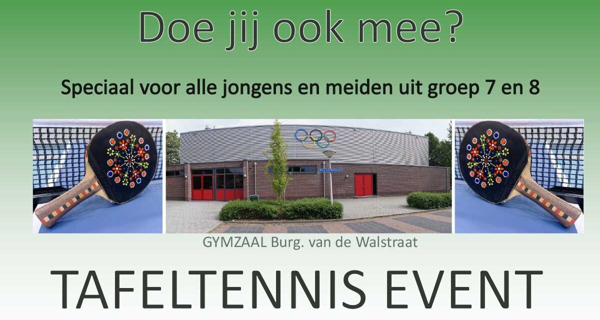 Tafeltennisevent 2026, meld je aan!
