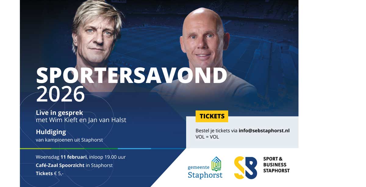 Sportersavond Staphorst: huldiging kampioenen en inspirerend gesprek met Wim Kieft en Jan van Halst