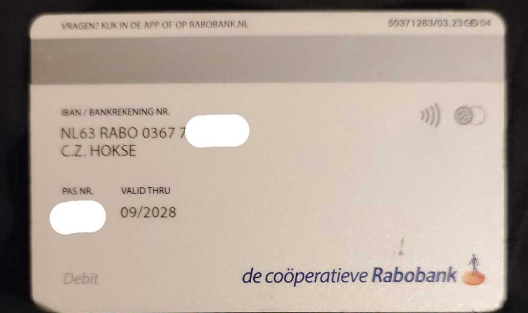 C.Z. Hokse, hier is uw bankpas