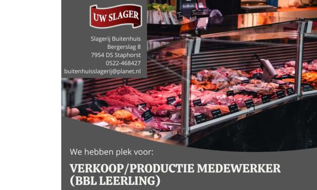 Slagerij Buitenhuis heeft plek voor: Verkoop/productie medewerker (BBL Leerling)