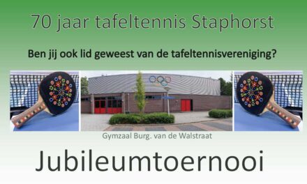 Tafeltennisvereinging Staphorst is de 70 jaren gepasseerd