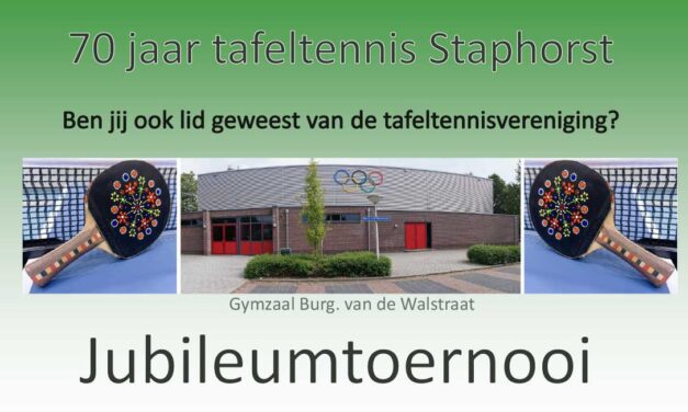 Tafeltennisvereinging Staphorst is de 70 jaren gepasseerd