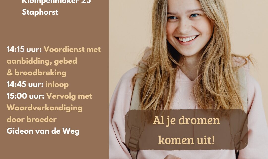 Christengemeente Staphorst: Dienst voor jong en oud op 15 maart