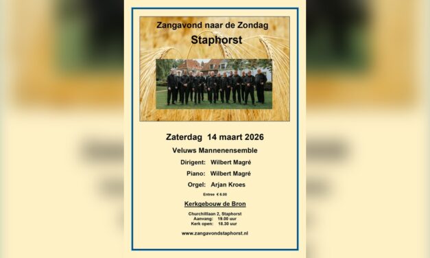 Veluws Mannenensemble bij Zangavond naar de Zondag Staphorst