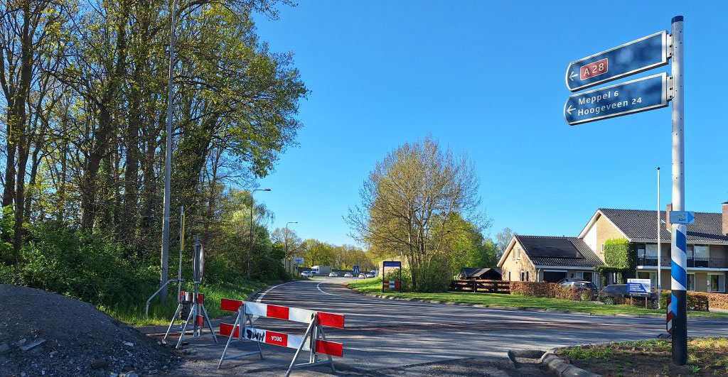 Oprit A28 richting Meppel van 28 april tot en met 2 mei afgesloten