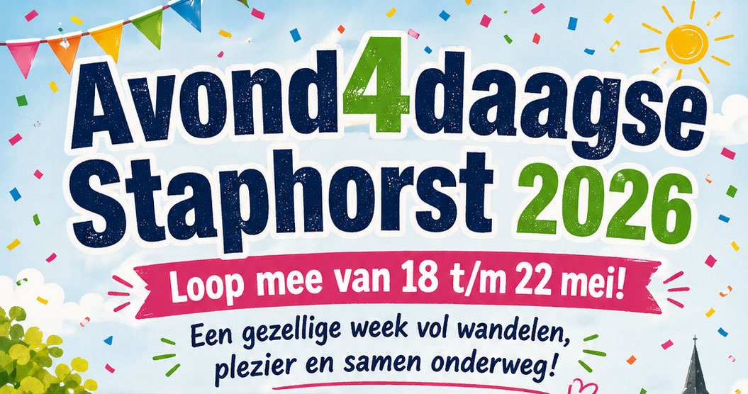 Loop mee van 18 t/m 22 mei met de Avond4daagse Staphorst