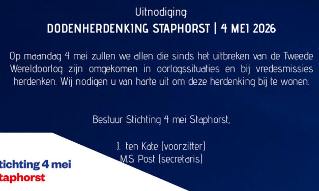 Uitnodiging Dodenherdenking Staphorst 4 mei 2026