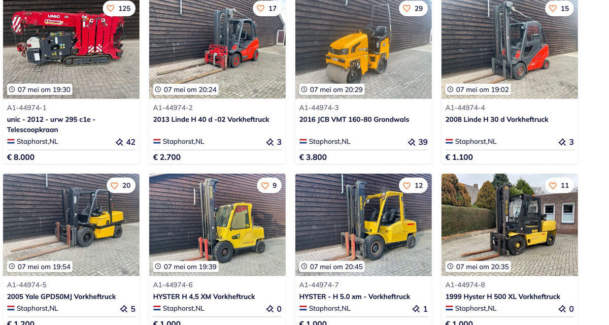 Bekijk deze geweldige veiling: Heftrucks, hoogwerkers, intern transport en onderdelen