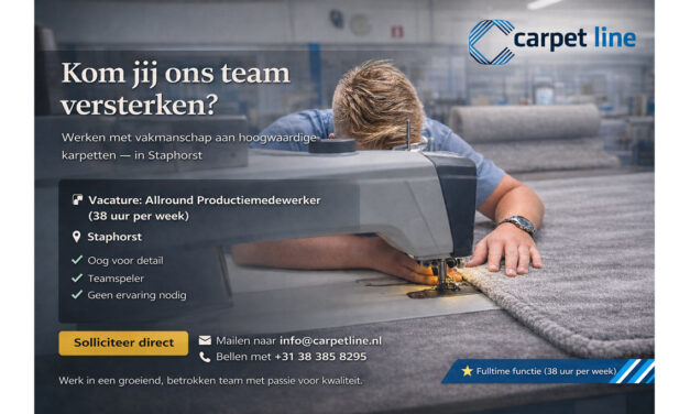Kom jij ons team versterken? Vacature Carpet Line: Allround Productiemedewerker