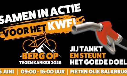 Tank de berg op voor KWF tijdens actiedag bij Fieten Olie in Balkbrug
