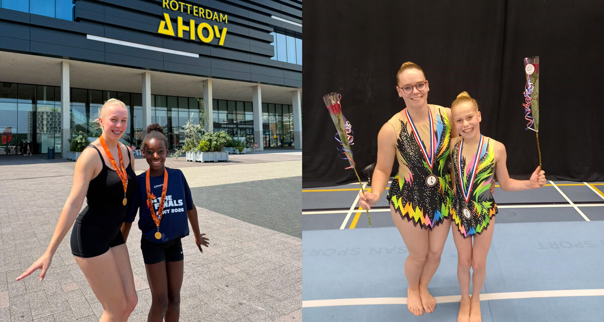 Pleegzusjes uit Staphorst schitteren op NK Acrogym: Nederlands kampioen én bronzen medaille