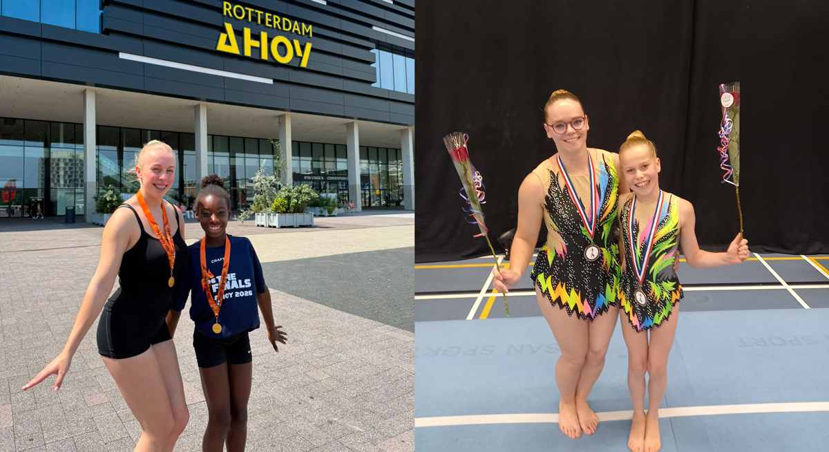 Pleegzusjes uit Staphorst schitteren op NK Acrogym: Nederlands kampioen én bronzen medaille