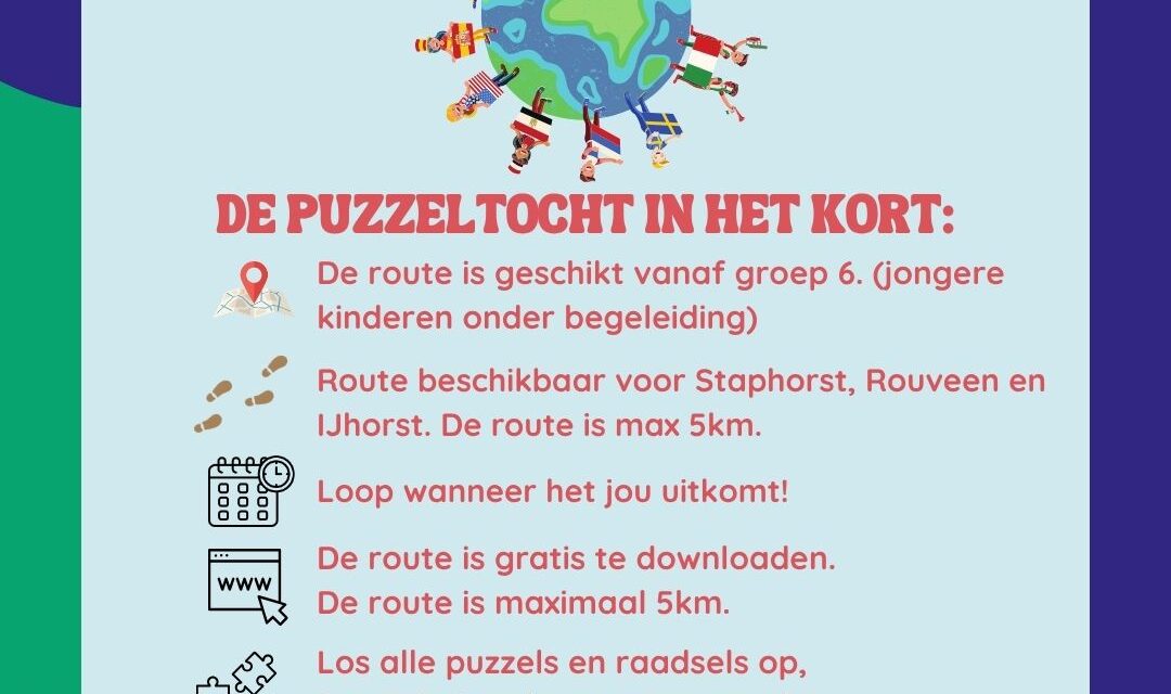 Puzzeltocht zomer 2026 voor Staphorst, Rouveen en IJhorst