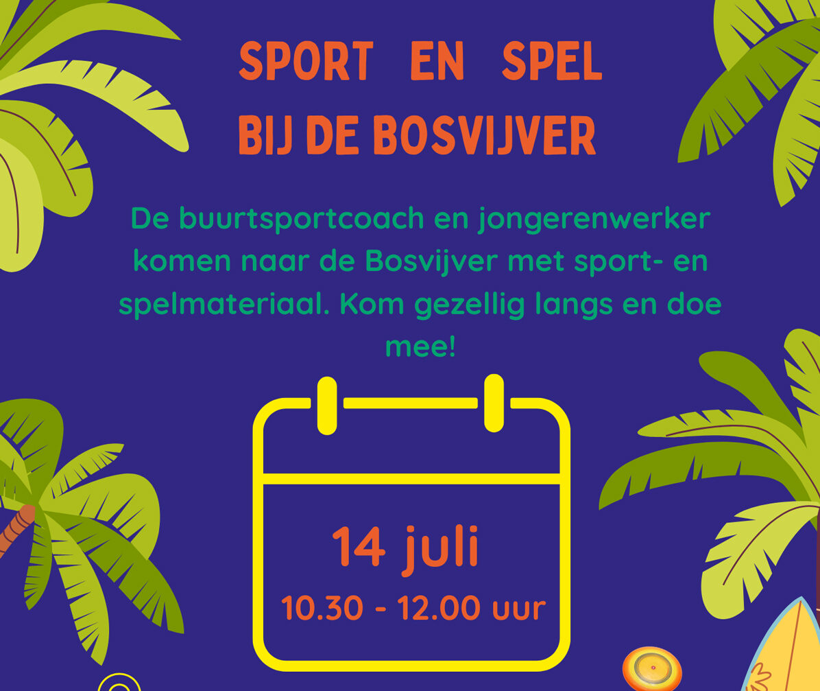 ?? Sport en spel bij de Bosvijver met buurtsportcoach en jongerenwerker van Stichting BIND!