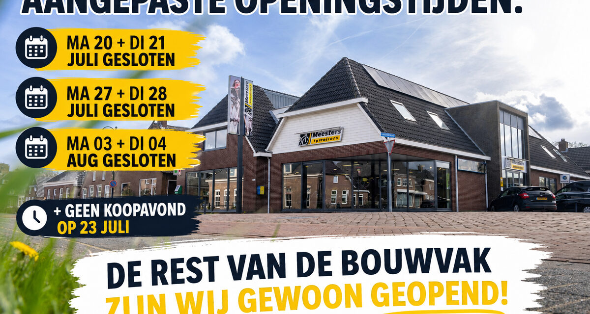 Aangepaste openingstijden Meesters Tweewielers