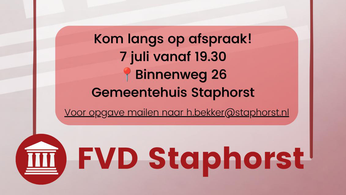 Uw stem stopt niet bij het rode potlood, kom langs bij FVD Staphorst