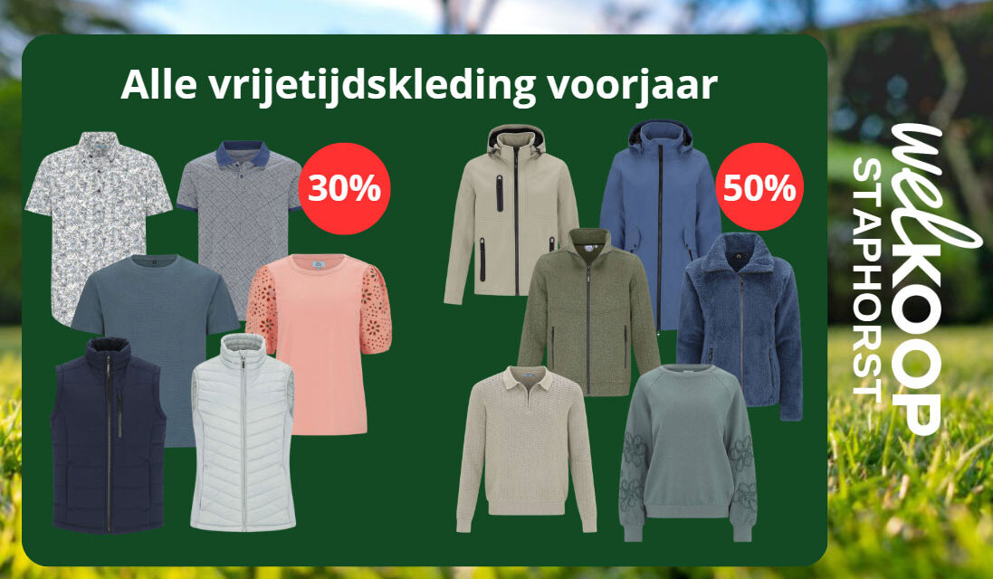Welkoop: Tot wel 50% korting op alle voorjaars-vrijetijdskleding