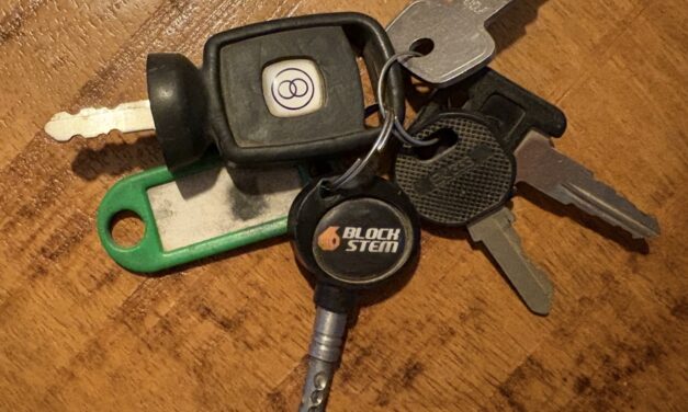 Sleutelbos met 5 sleutels en groen label gevonden